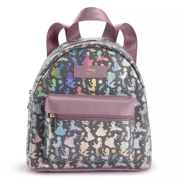 Disneys Princess Iridescent Holographic Foil Mini Backpack NWT - Picture 1 of 4
